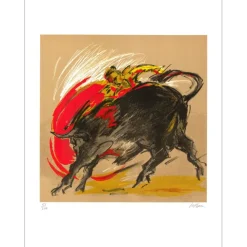 FOUR Michel - Lithographie originale "La Corrida" 65x50 cm