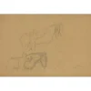 FRIANT Emile - Dessin original au crayon "Etude pour le vieux cheval" 30x45cm - 1902