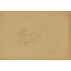 FRIANT Emile - Dessin original au crayon "Etude pour le vieux cheval" 30x45cm - 1902