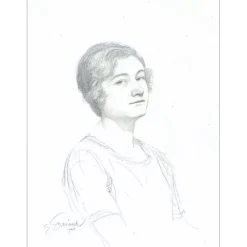 FRIANT Emile - Dessin original au crayon "Portrait de jeune femme" 23x17cm - 1926