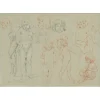 FRIANT Emile - Dessin original au crayon, sanguine, craie "Etudes d'enfants" 33x47cm