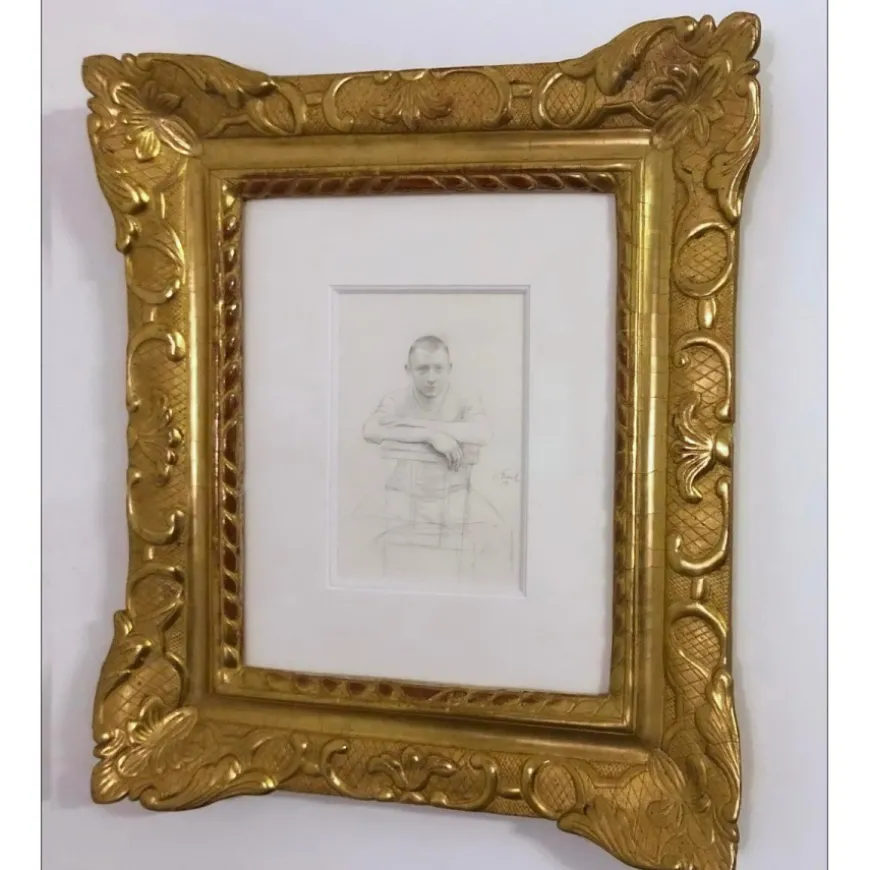 FRIANT Emile - Dessin original au crayon "Le Canotier de la Meurthe" 20x14cm - 1892