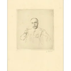 FRIANT Emile - Gravure originale "Homme tenant un verre" 33x25cm - 1931 - 2èm état