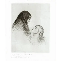 FRIANT Emile - Gravure originale "La grand-mère" 28x22cm - 1927