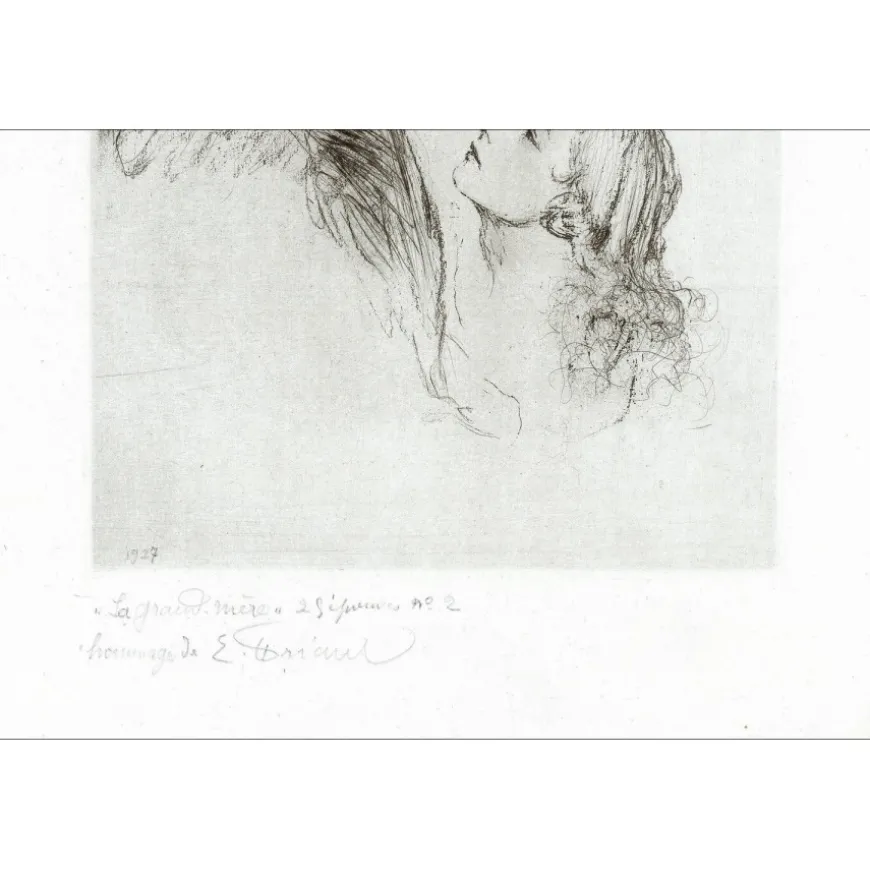FRIANT Emile - Gravure originale "La grand-mère" 28x22cm - 1927