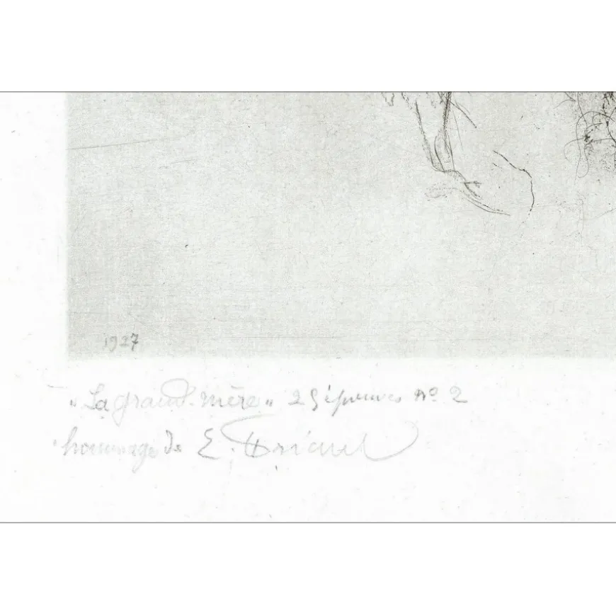 FRIANT Emile - Gravure originale "La grand-mère" 28x22cm - 1927