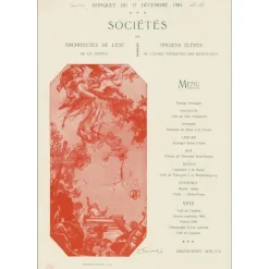 FRIANT Emile - Lithographie "Menu anciens élèves" 28x19cm - 1904