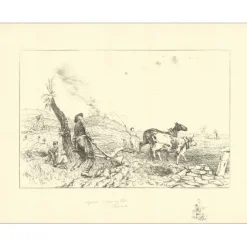 FRIANT Emile - Lithographie "Travaux des champs, Honneur à ces vaillants !" 50x65cm