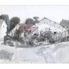 GANTNER Bernard - Aquarelle originale "Maison de campagne" 37x46cm - 1972