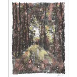 GANTNER Bernard - Aquarelle sur Lithographie originale "La forêt en automne" 38x28cm - 1967