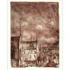 GANTNER Bernard - Lithographie originale "La Ville" 65x50 cm
