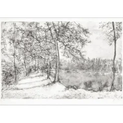 GANTNER Bernard - Lithographie originale "Lac de montagne" 61x90 cm
