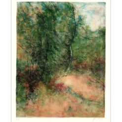 GANTNER Bernard - Lithographie originale "Bord de forêt" 65x50 cm