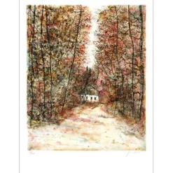 GANTNER Bernard - Lithographie originale "Automne en Savoie" 65x48cm