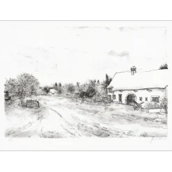 GANTNER Bernard - Lithographie originale "La Grange" 48x65 cm - Papier Japon