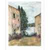 GANTNER Bernard - Lithographie originale "Maisons en bord de rivière" 65x48cm