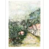 GANTNER Bernard - Lithographie originale "L'église du village" 65x48cm
