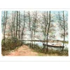 GANTNER Bernard - Lithographie originale "Péniche sur le fleuve" 54x76cm