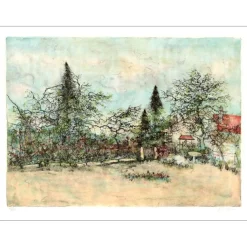 GANTNER Bernard - Lithographie originale "Le jardin" 48x65cm