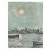 GANTNER Bernard - Lithographie originale "Le port au crépuscule" 65x50cm