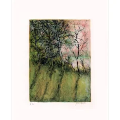GANTNER Bernard - Lithographie originale "Bord de rivière" 50x32cm