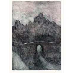 GANTNER Bernard - Lithographie originale "Le petit pont" 76x53cm