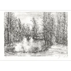 GANTNER Bernard - Lithographie originale "Le pont" 33x48cm
