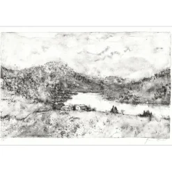 GANTNER Bernard - Lithographie originale "Le lac" 32x48cm