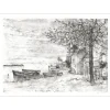GANTNER Bernard - Lithographie originale "Les barques" 48x66cm