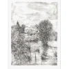 GANTNER Bernard - Lithographie originale "Ruisseau du village" 66x48 cm - Papier Japon