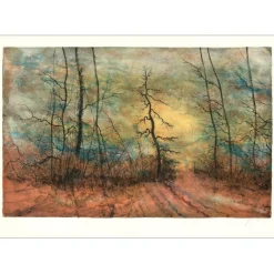 GANTNER Bernard - Lithographie originale "La forêt" 53x76 cm