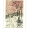 GANTNER Bernard - Lithographie originale "Le village enneigé" 65x48 cm