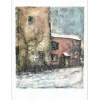 GANTNER Bernard - Lithographie originale "Ferme enneigée" 65x47cm