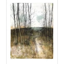 GANTNER Bernard - Lithographie originale "Paysage de forêt" 65x47cm