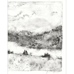 GANTNER Bernard - Lithographie originale "Le lac" 32x48cm