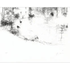 GANTNER Bernard - Lithographie originale "L'étang" 76x54cm