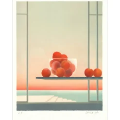 GARCIA-FONS Pierre - Lithographie originale "Pêches au soleil levant" 50x37cm