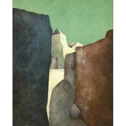 GAVEAU Claude - Lithographie originale "Paysage méditerranéen" 65x50cm