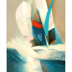 GAVEAU Claude - Lithographie originale "Bateaux en mer" 67x52cm