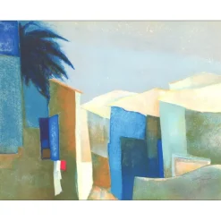 GAVEAU Claude - Lithographie originale "Paysage Méditerranéen" 56x72cm