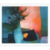 GAVEAU Claude - Lithographie originale "Nature morte au bouquet et citrons" 62x78cm