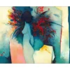 GAVEAU Claude - Lithographie originale "Femme au bouquet" 50x65cm