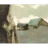 GAVEAU Claude - Lithographie originale "Les toits bleus" 50x65cm