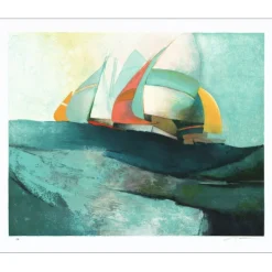 GAVEAU Claude - Lithographie originale "Haute mer" 55x76cm