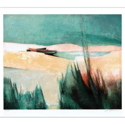 GAVEAU Claude - Lithographie originale "La plage" 55x74cm