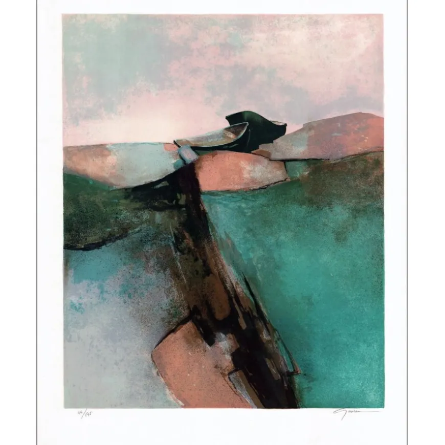 GAVEAU Claude - Lithographie originale "Côte d'émeraude" 76x55cm