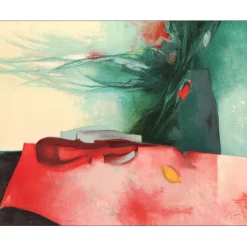GAVEAU Claude - Lithographie originale "Grande nature morte au violon" 70x89cm