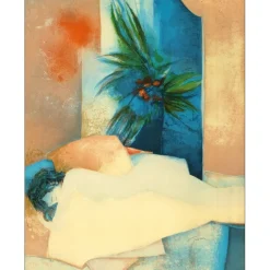 GAVEAU Claude - Lithographie originale "Femme allongée" 91x62cm