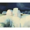 GAVEAU Claude - Lithographie originale "Hameau sous la neige" 68x88cm