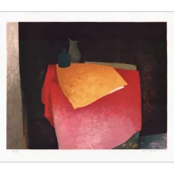 GAVEAU Claude - Lithographie originale "Nature morte au vase" 50x65cm